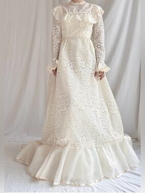 Vintage Crochet lace  Wedding Gown